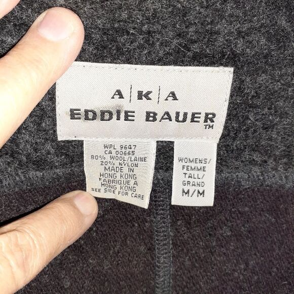 AKA Eddie Bauer jacket warm gray wool blend m winter fall minimalist outdoor top - Picture 6 of 7